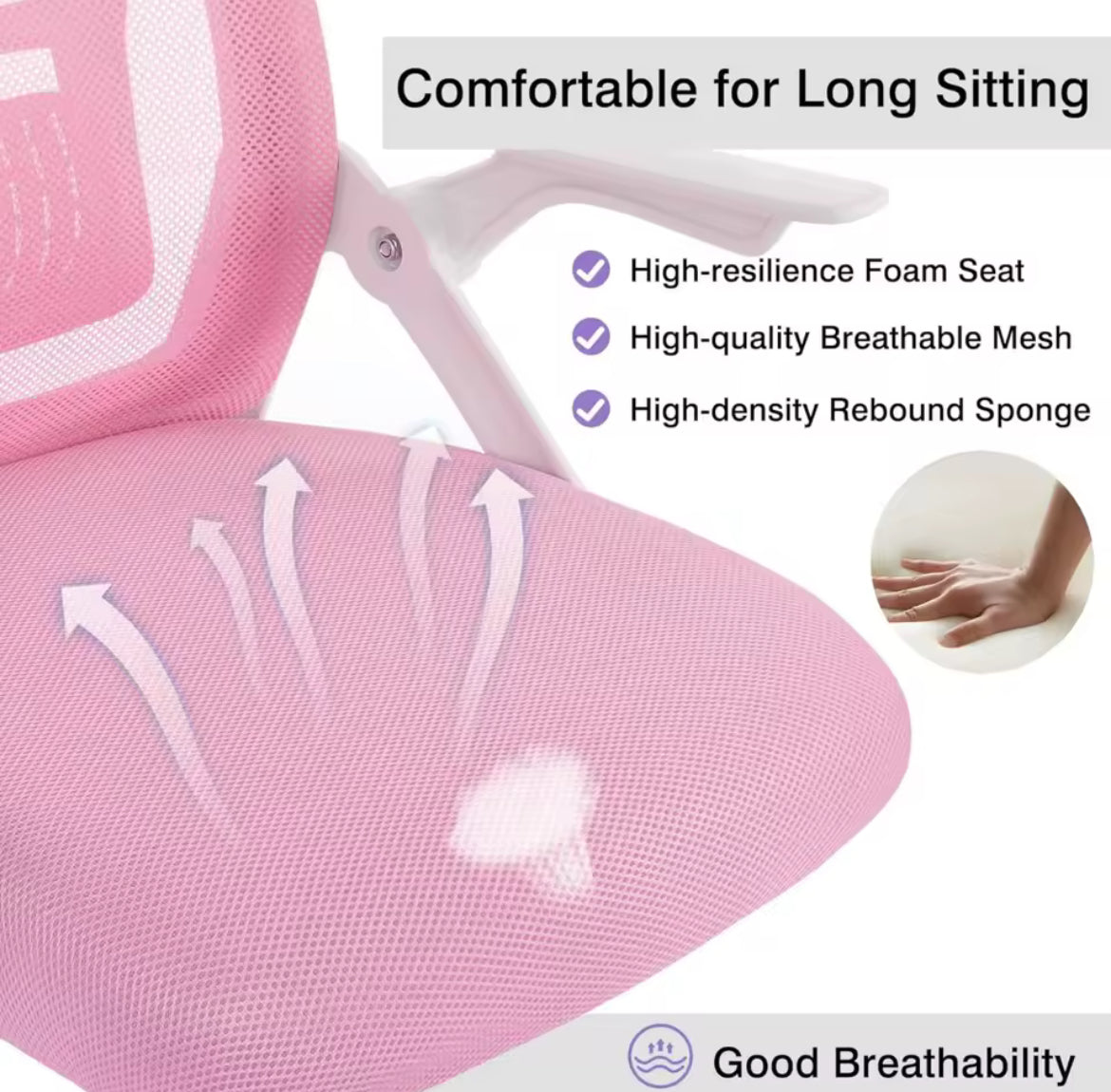 Mid-Back Swivel Ergonomic Office Chair w/ Adjustable Arms & Mesh Lumbar Support