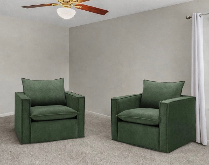 Upholstered Swivel Armchair (Set of 2)