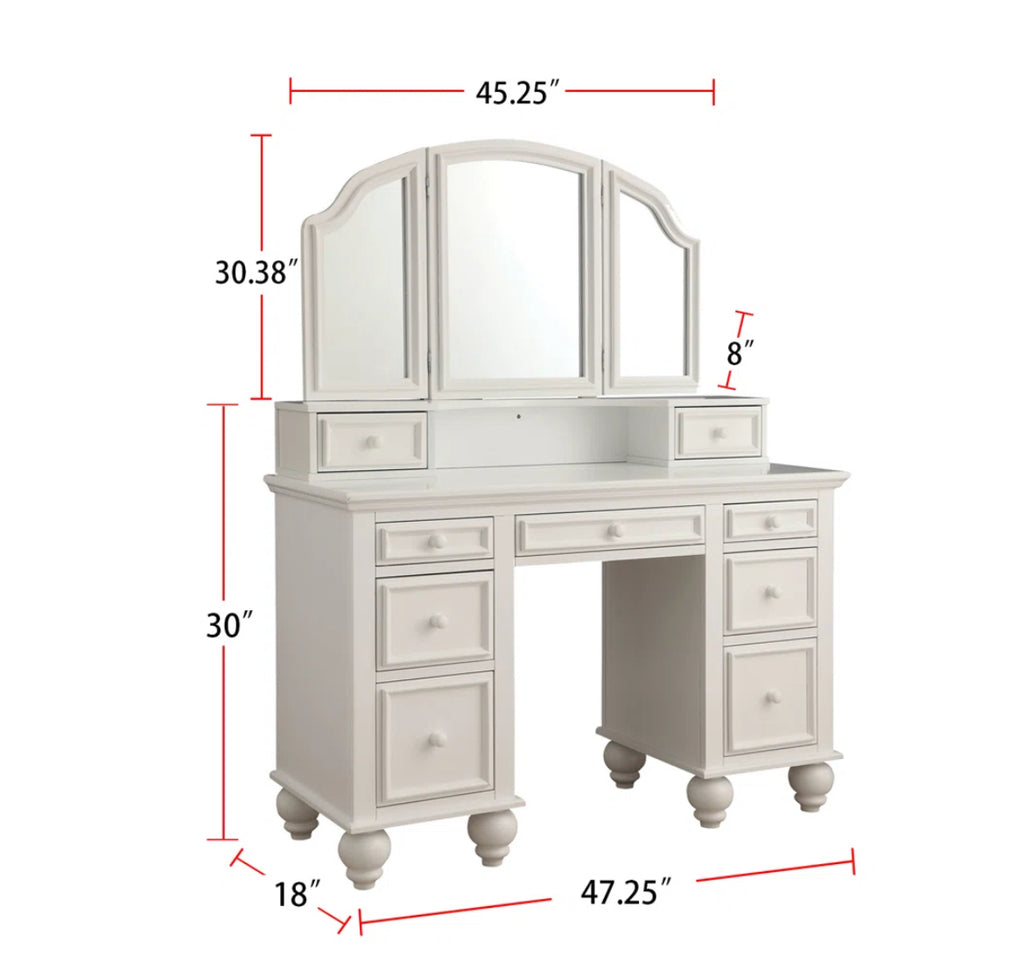 47” Antique Vanity Set w/ 9 Drawers