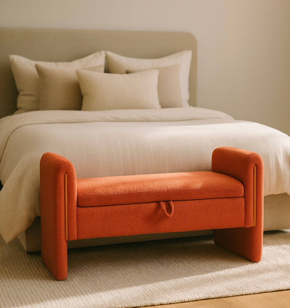 52" Modern Storage Bench w/ Armrests