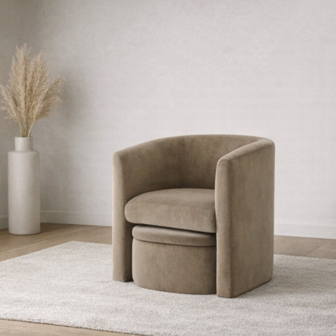 Comfy Upholstered Armchair w/ Ottoman