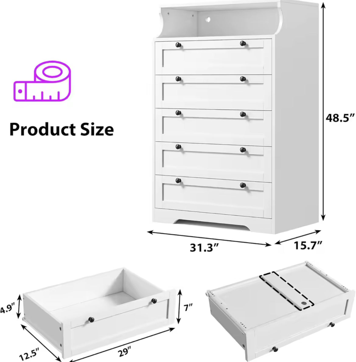 5-Drawer Bureau w/ LED Light