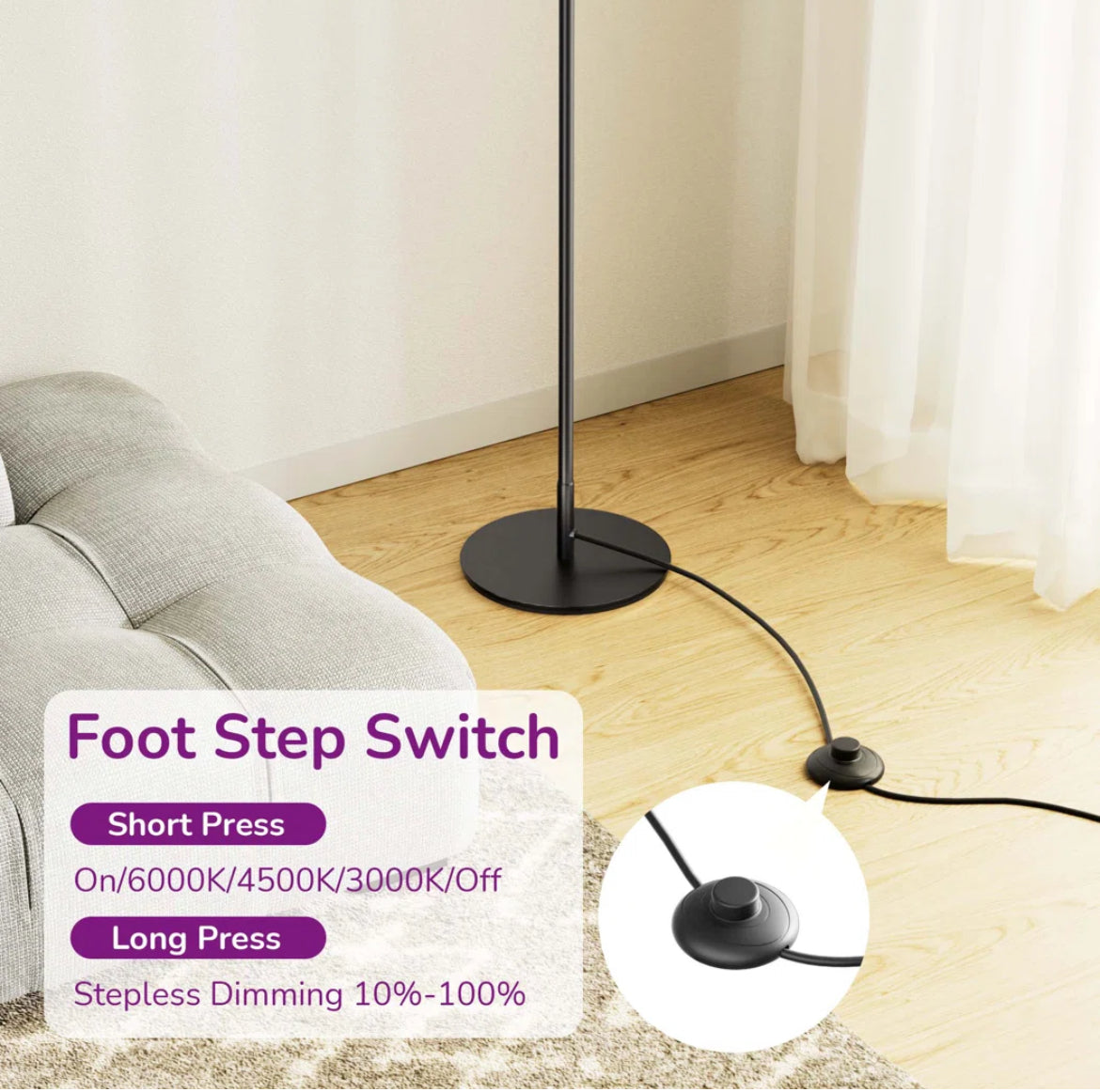LED Corner Floor Lamp Adjustable w/ Remote