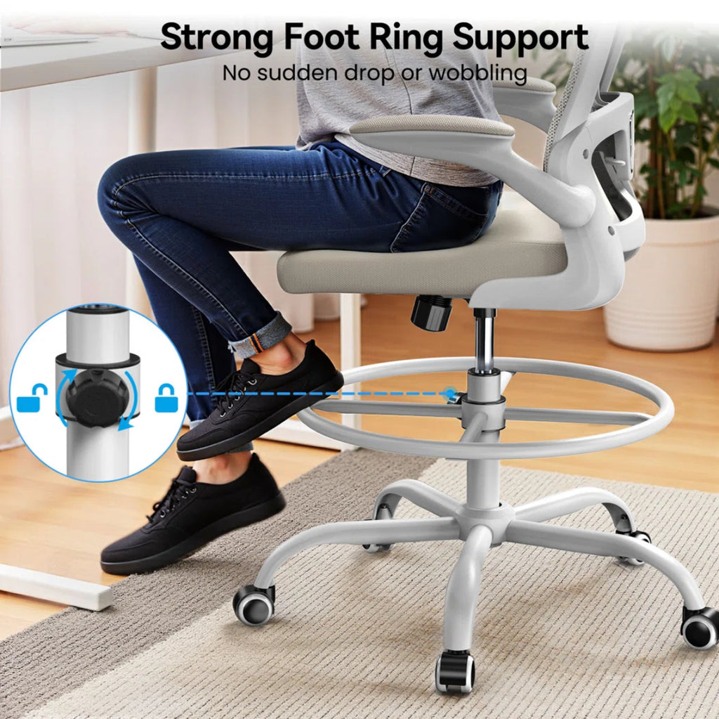 Tall Mesh Chair w/ Adjustable Footrest Ring