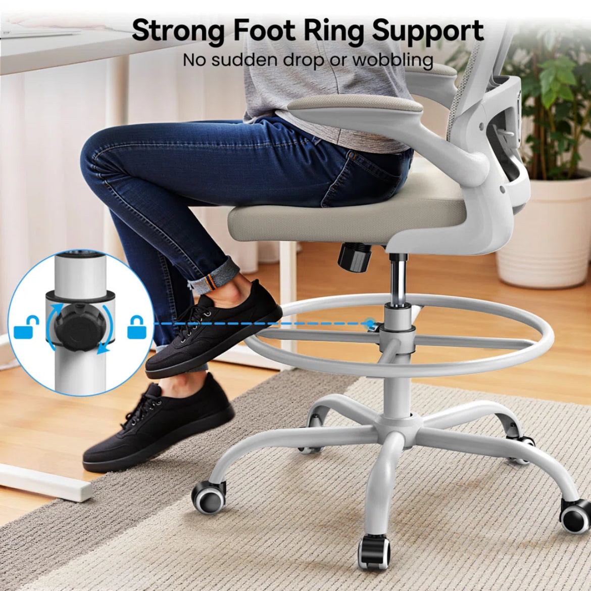 Tall Mesh Chair w/ Adjustable Footrest Ring