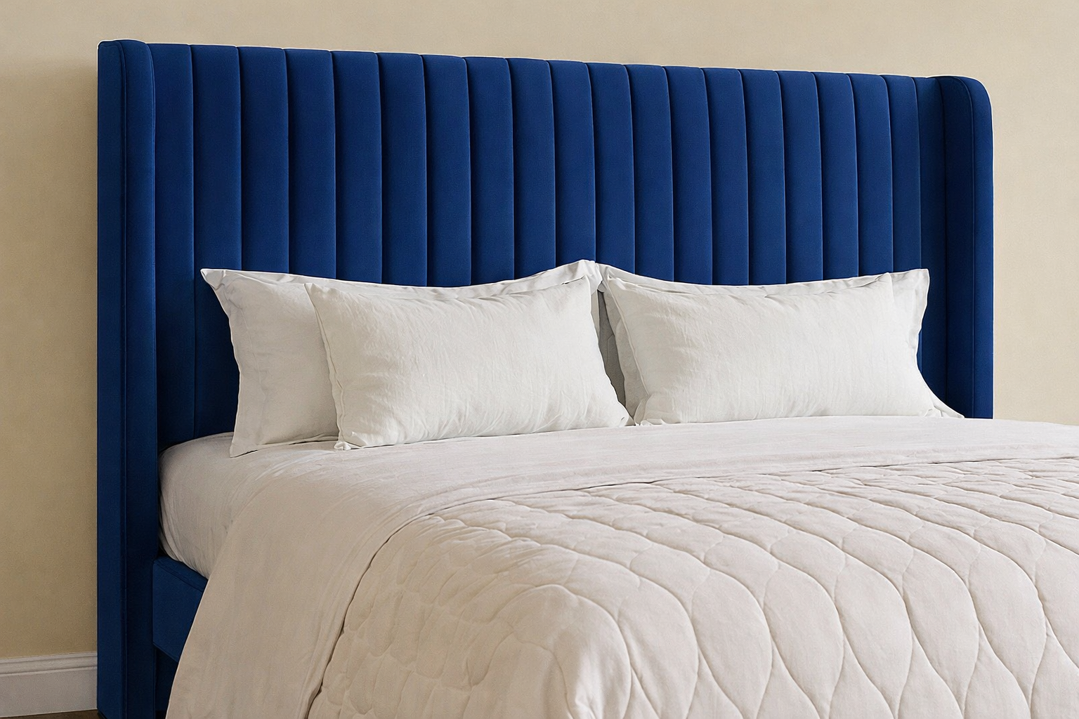Velvet Platform Bed w/ Headboard