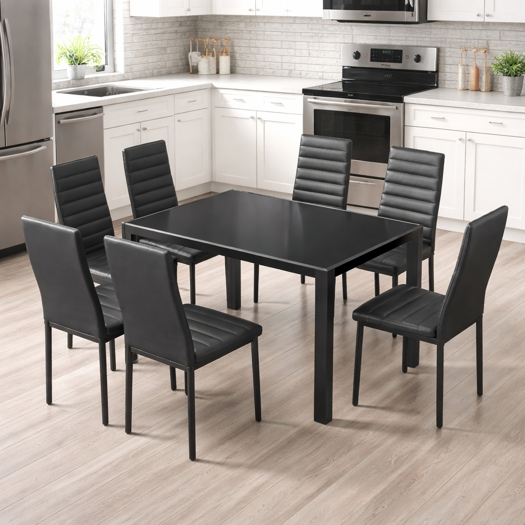Modern Dining Table w/ Leather Chairs