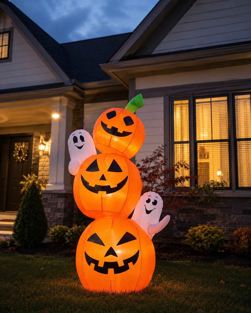 Inflatable Stack of Jack O Lanterns w/ Ghosts