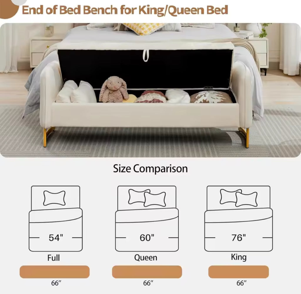 66" King-Size Storage Bench