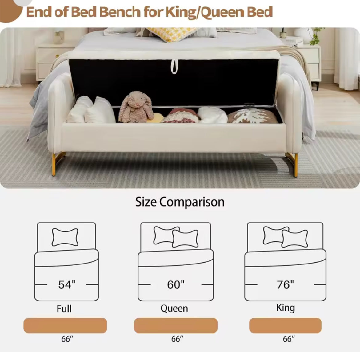 66" King-Size Storage Bench