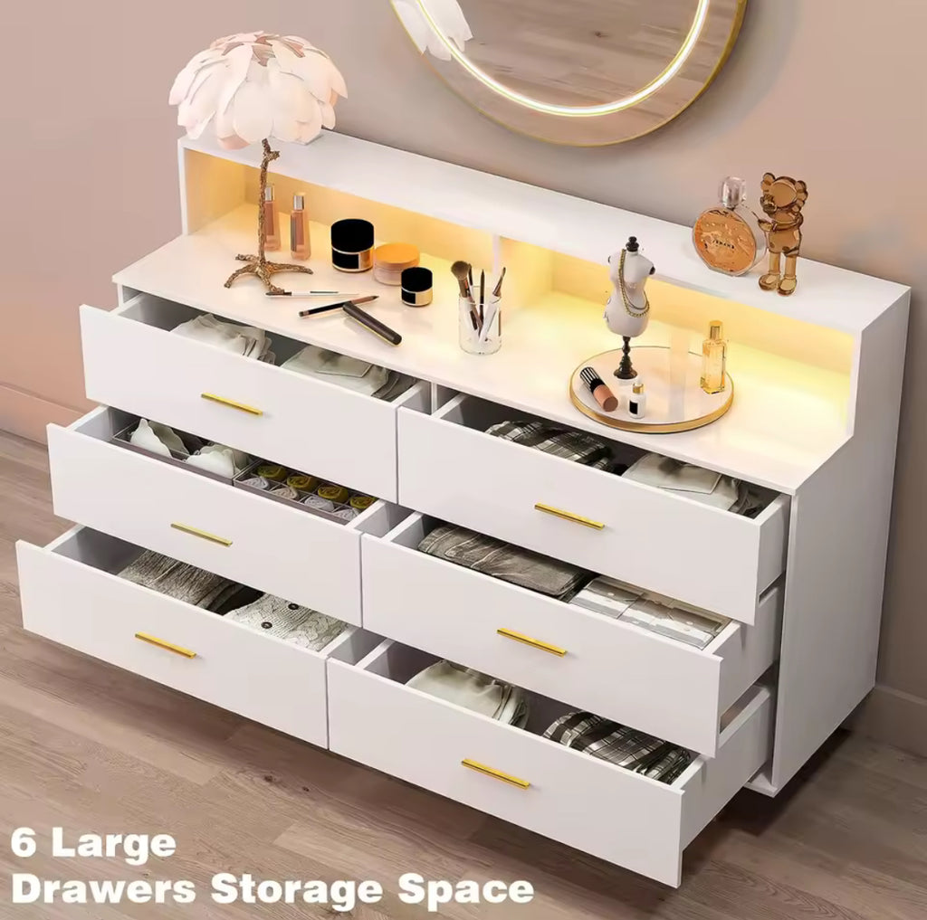 6-Drawer Chest w/ LED Light & Power Outlet