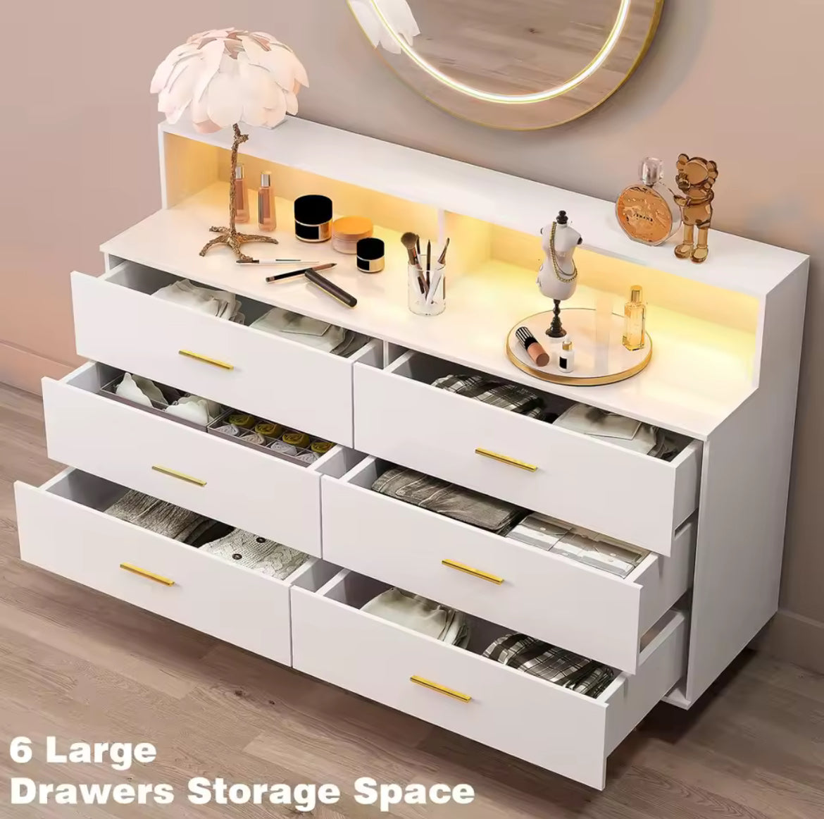 6-Drawer Chest w/ LED Light & Power Outlet