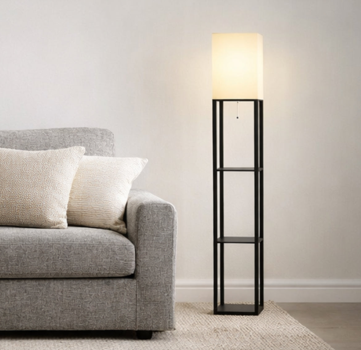62.9" Column Floor Lamp w/ Shelves
