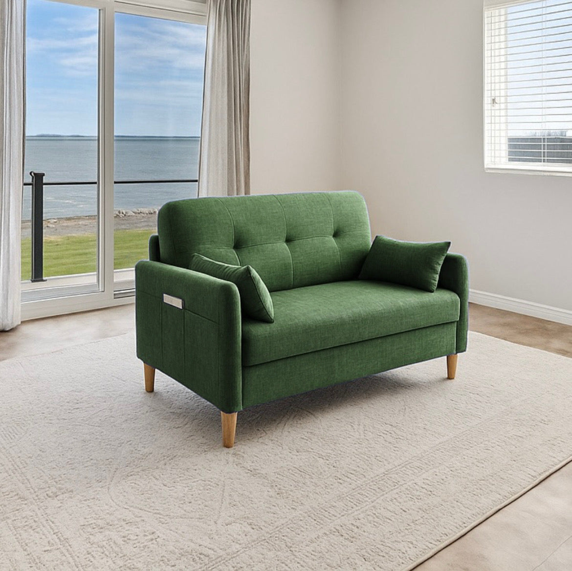 Chenille Loveseat w/ 2 Pillows