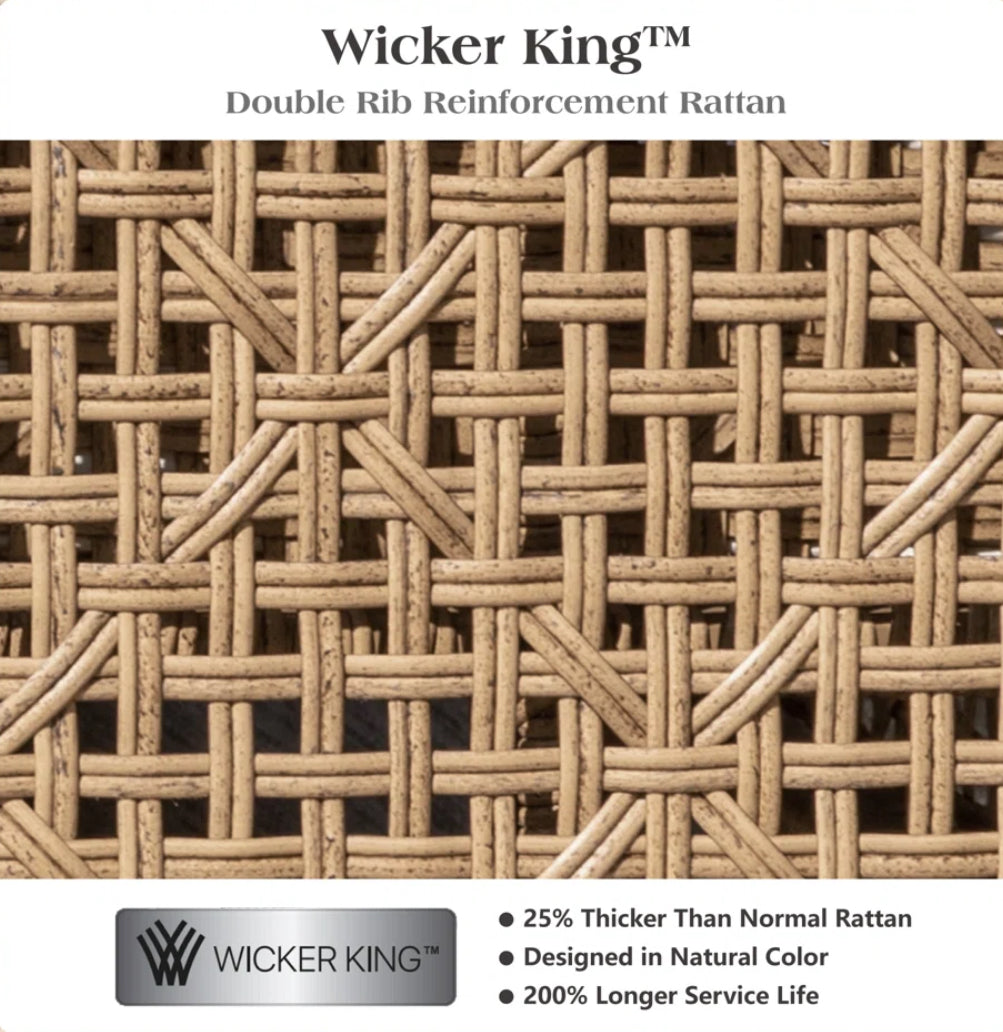 Wicker Patio Set w/ Wooden Coffee Table