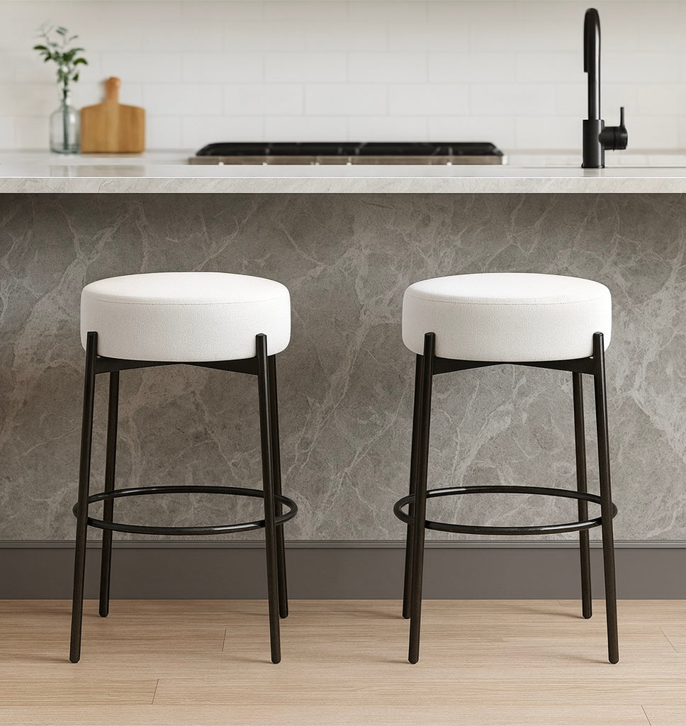 Soft Padded Boucle Backless Bar Stools
