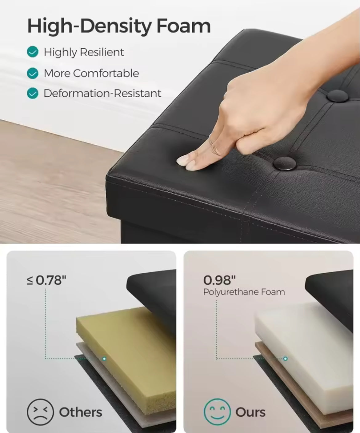 43” Storage Ottoman Bench