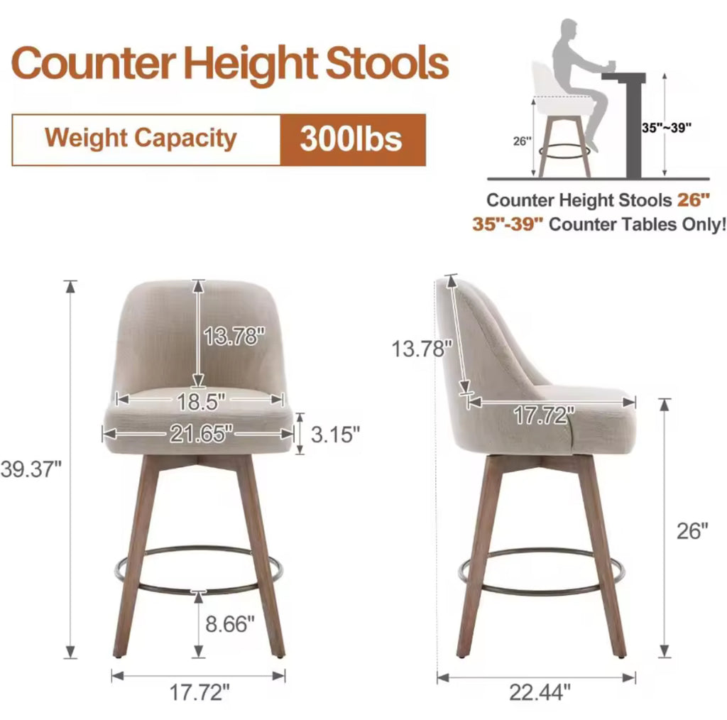 26" Swivel Counter Stools (Set of 2)
