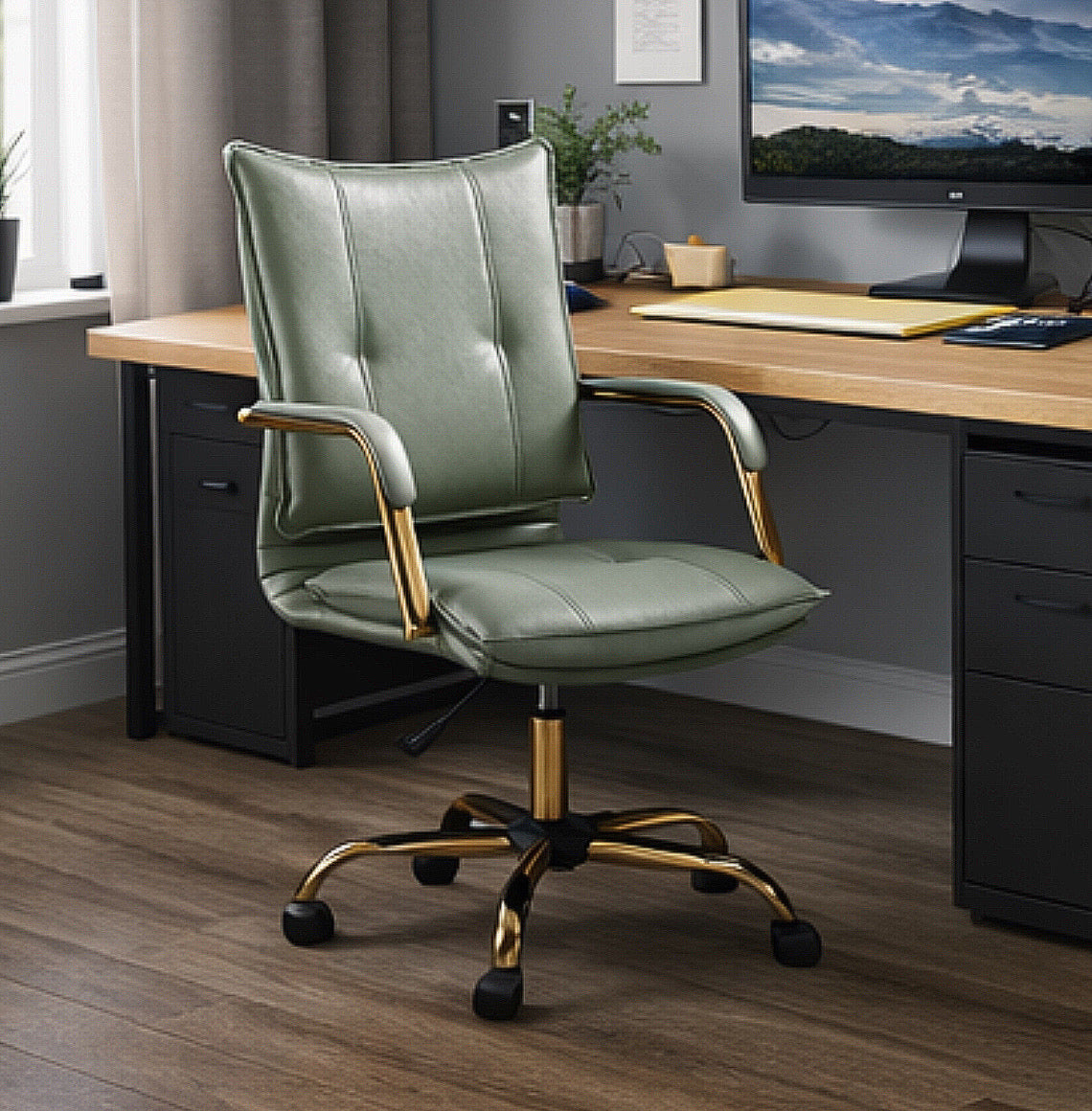 Faux Leather Task Chair w/ Padded Arms
