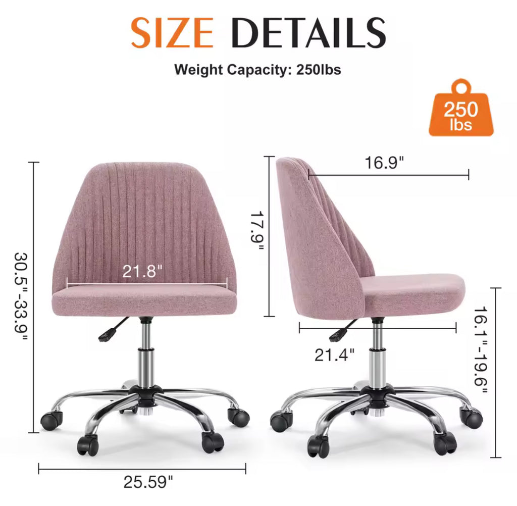 Armless Swivel Chair w/ Modern Fabric
