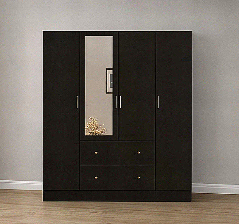 4-Door Armoire w/ Mirror & 2 Drawers