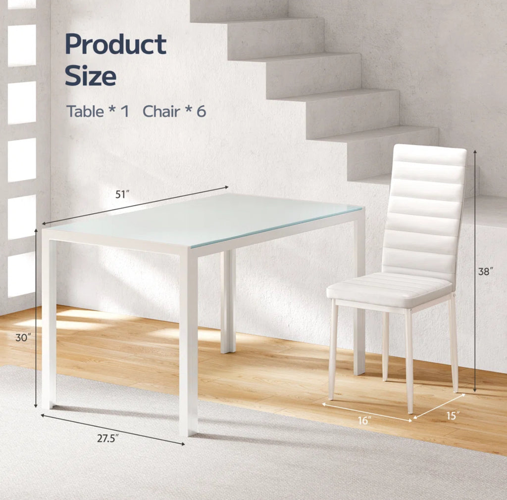 Modern Dining Table w/ Leather Chairs