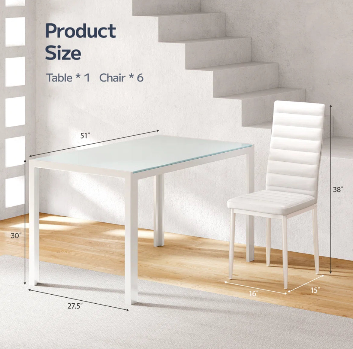 Modern Dining Table w/ Leather Chairs