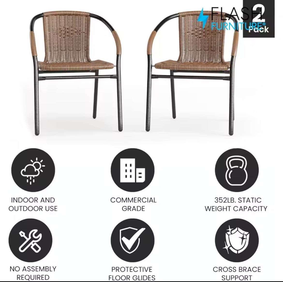 Modern Rattan Outdoor Stackable Chair (Set of 4)