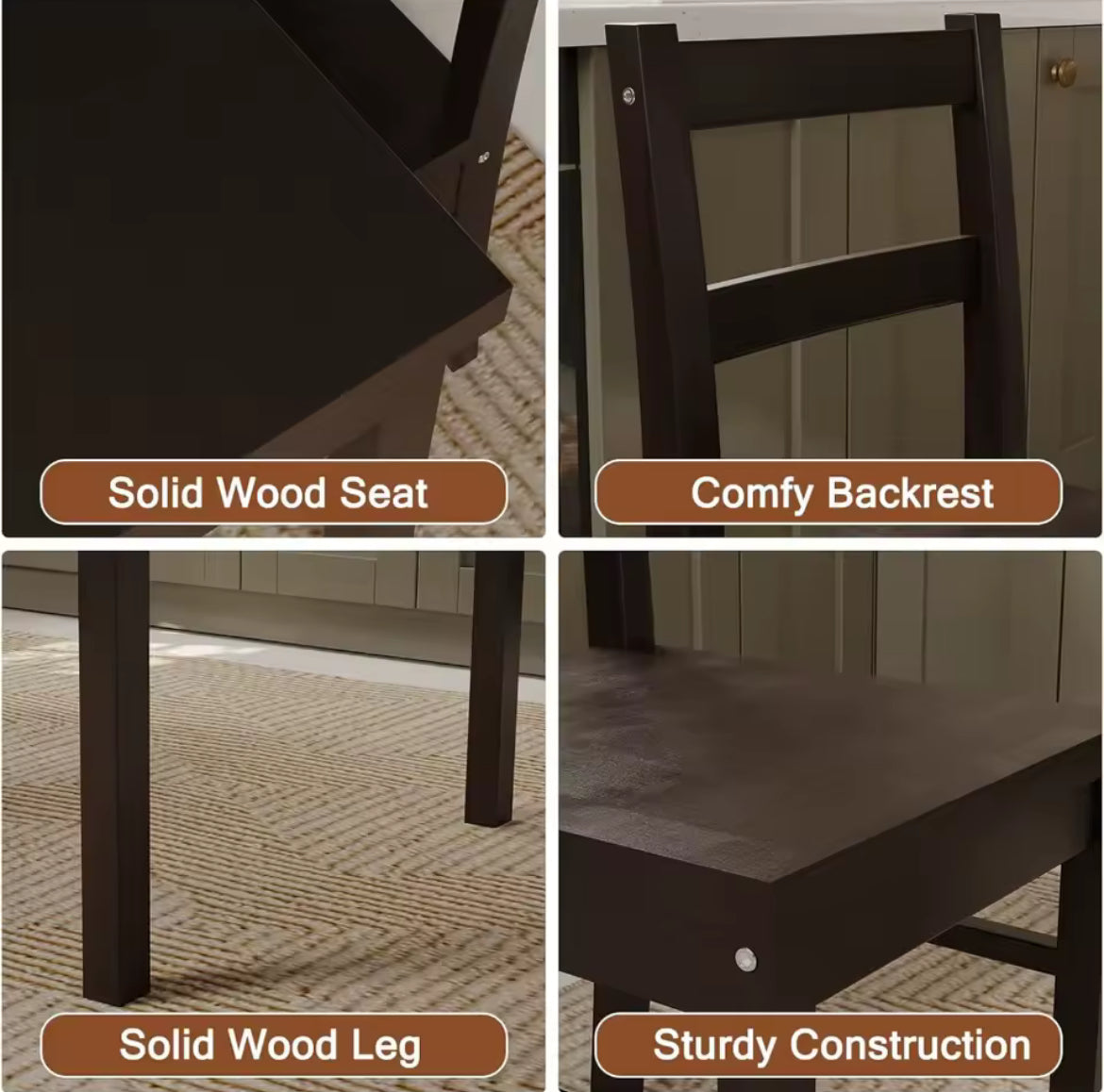 5-Piece Modern Wood Dining Table Set for 4