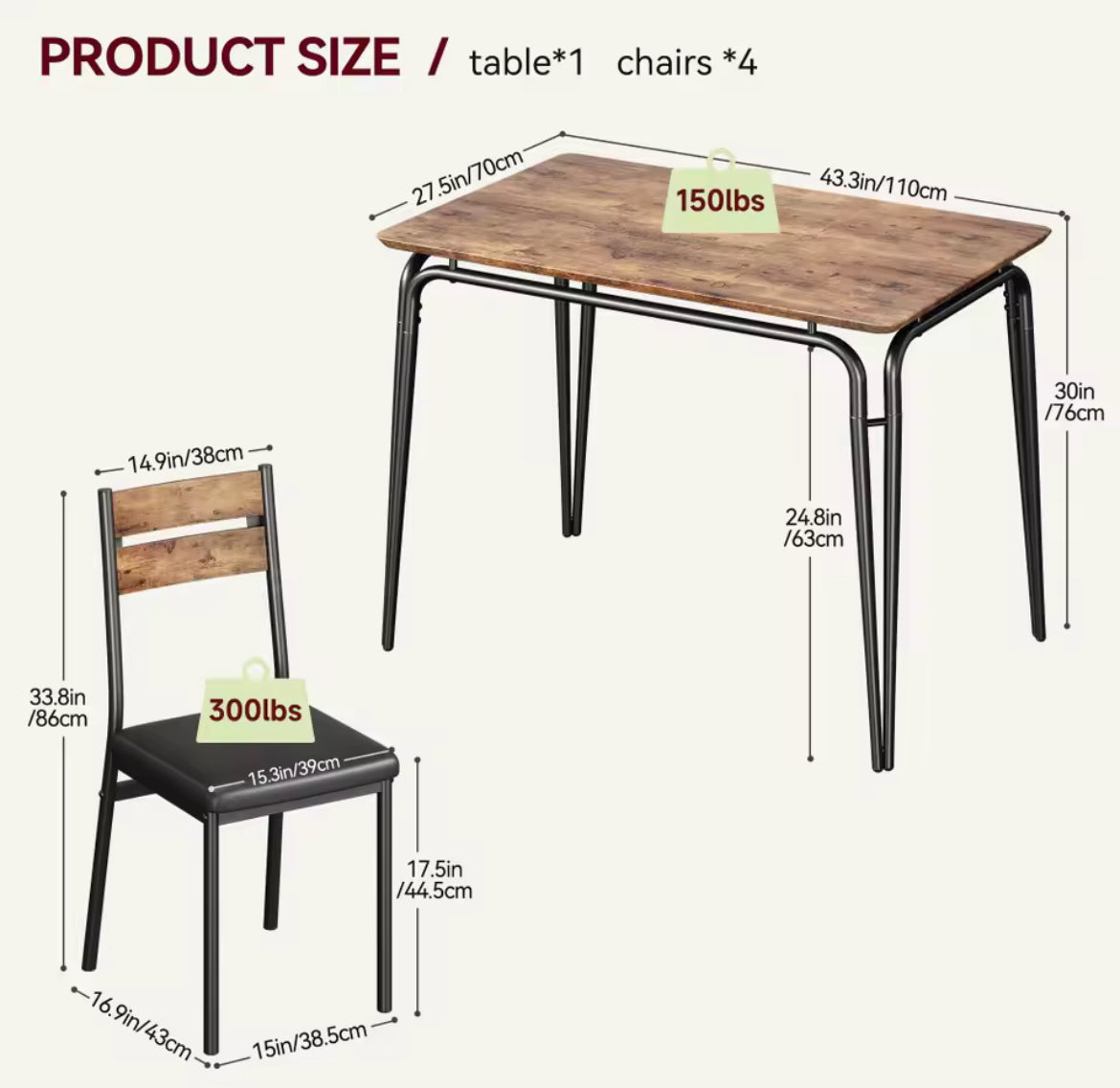 Square Dinette Set for 4