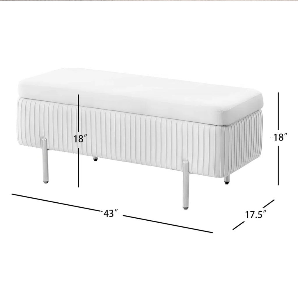 43” Flannel Storage Bench w/ Gold Legs
