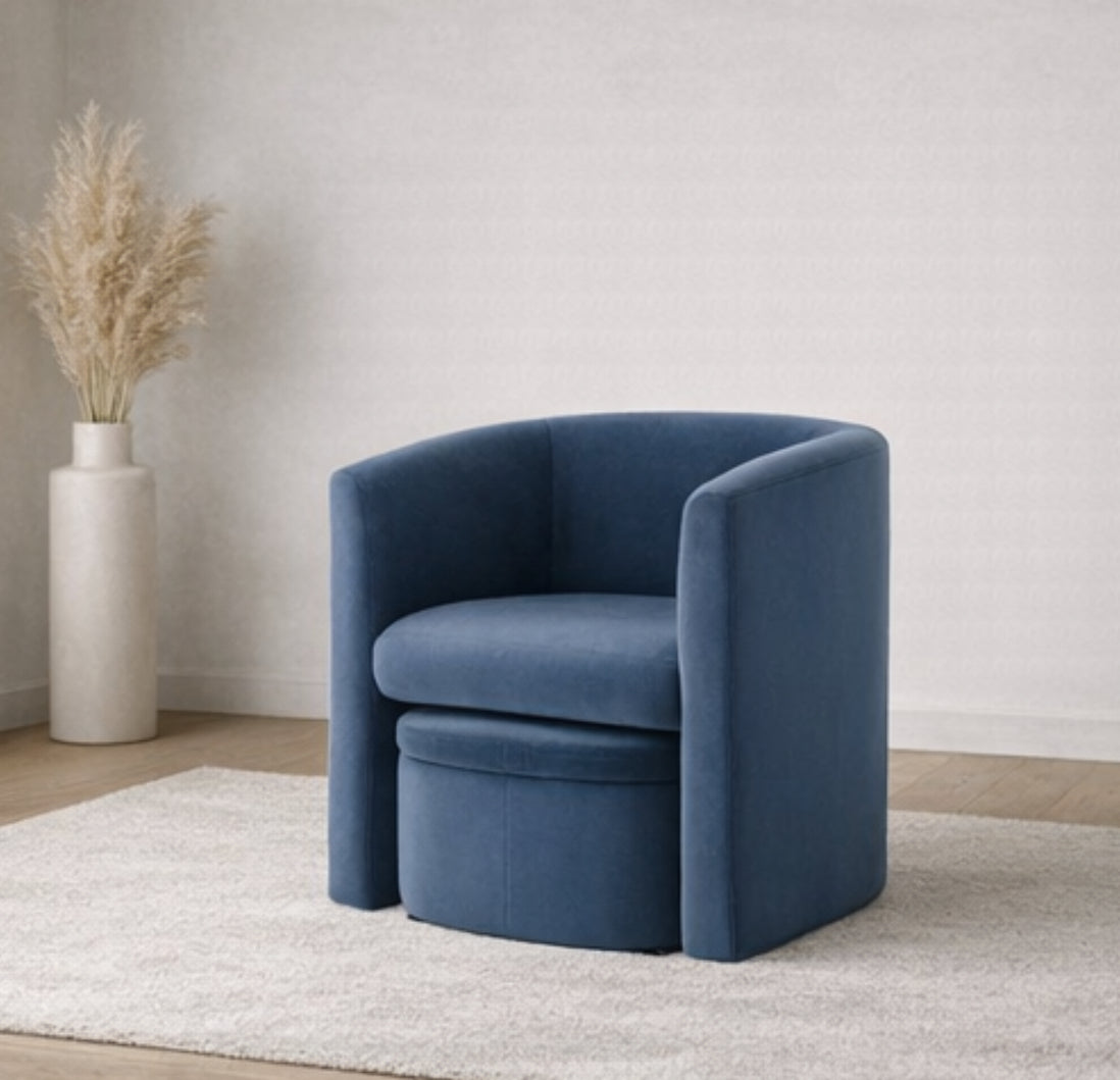 Comfy Upholstered Armchair w/ Ottoman