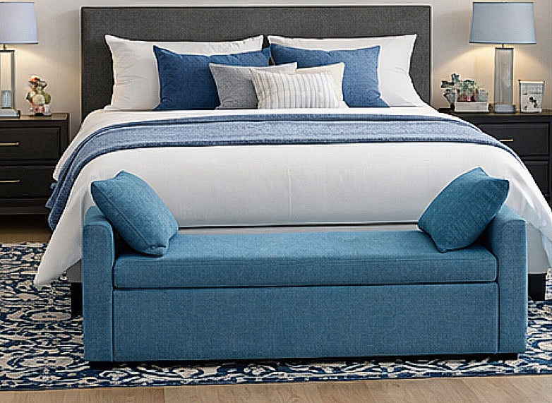 59" Bedroom Storage Bench w/ Two Pillows