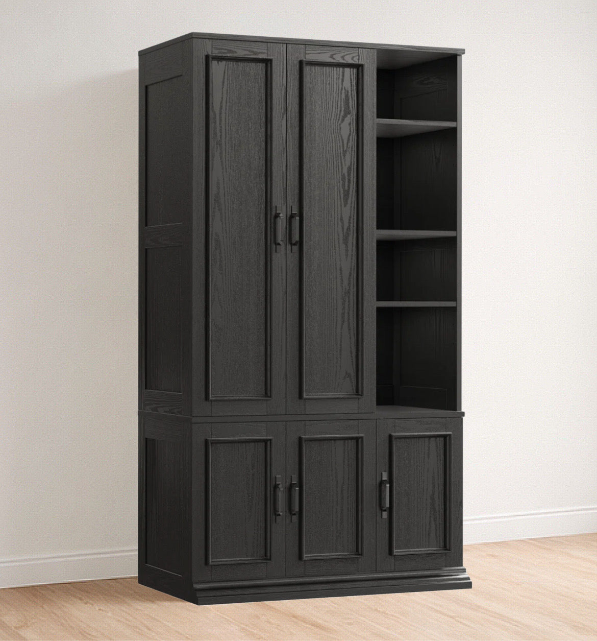 5-Door Wooden Armoire w/ Hanging Poles and 4 Storage Shelves