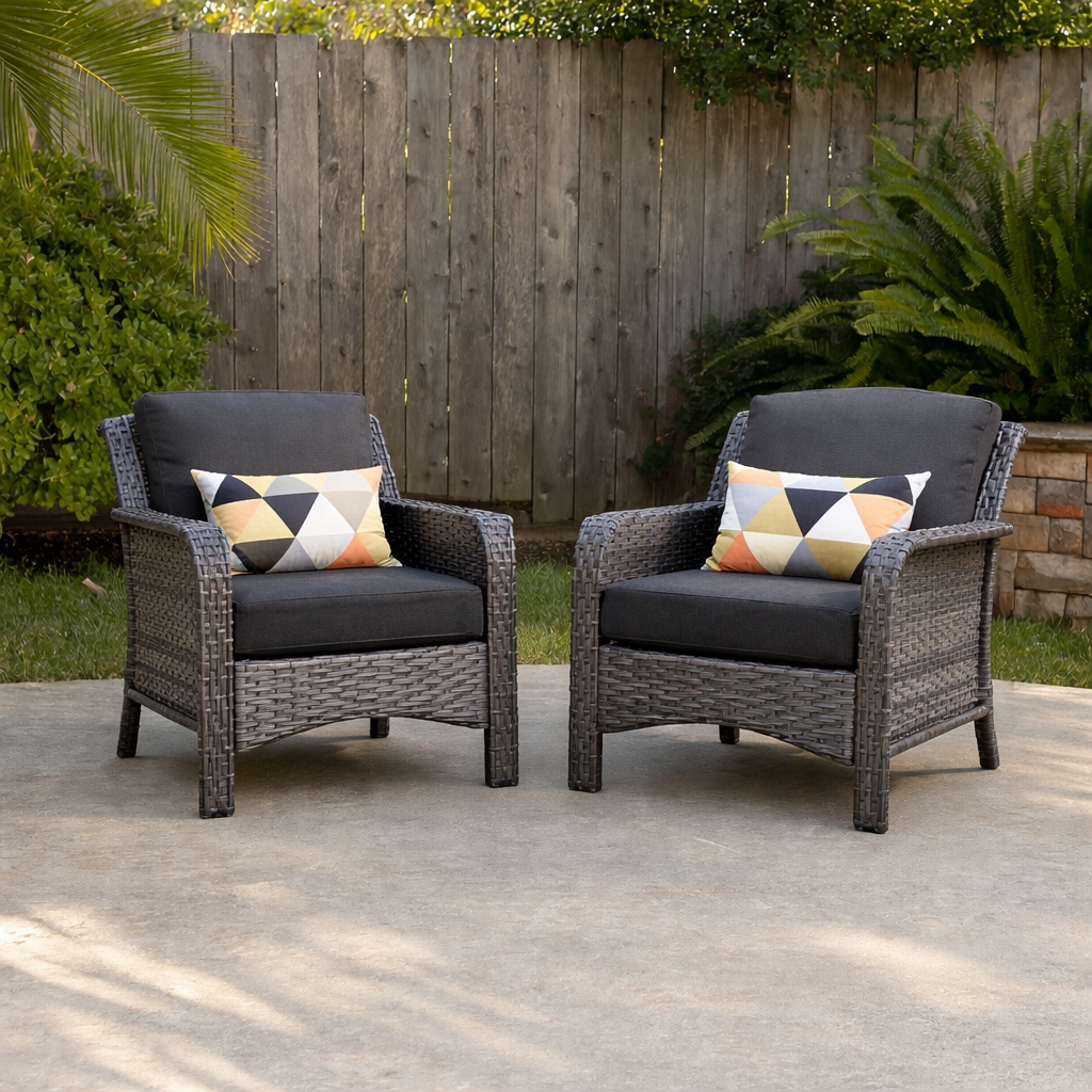Backyard Patio Chairs w/ Premium Cushions (Set of 2)