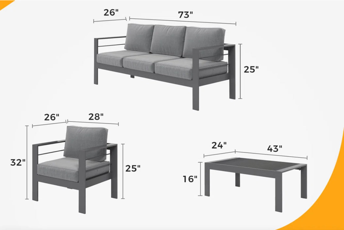 Outdoor Seating Group Set w/ Cushions