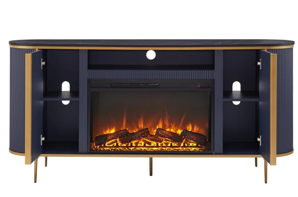 Fluted Fireplace TV Stand