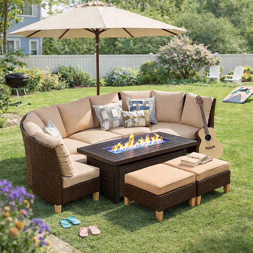Half-Moon Sectional Patio Sofa Set
