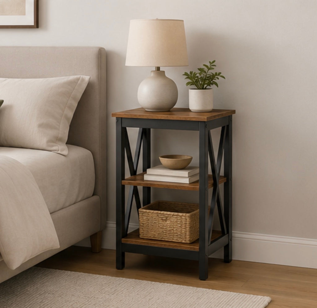 3-Tier X-Shaped Nightstand