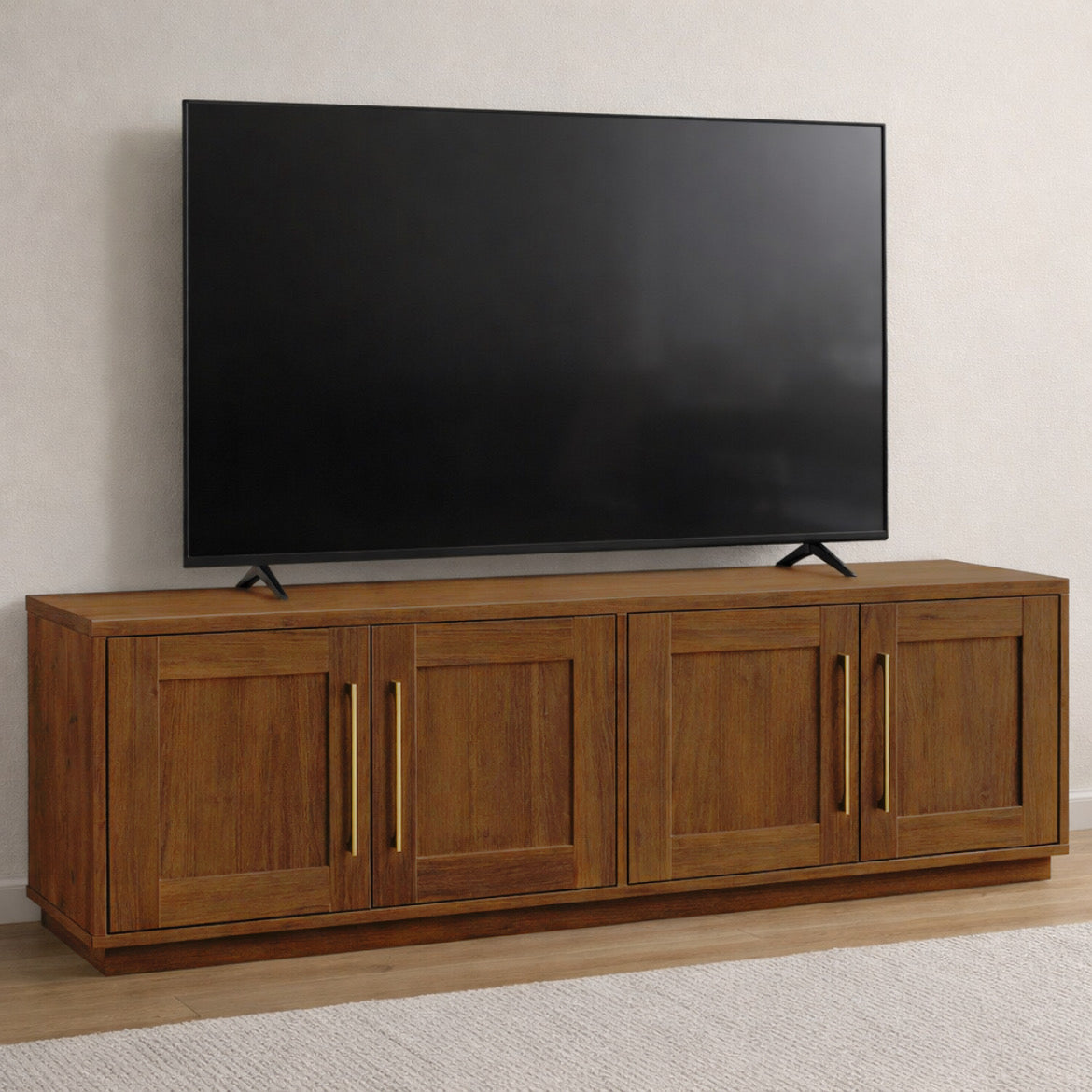 Family TV Stand w/ Adjustable Shelves