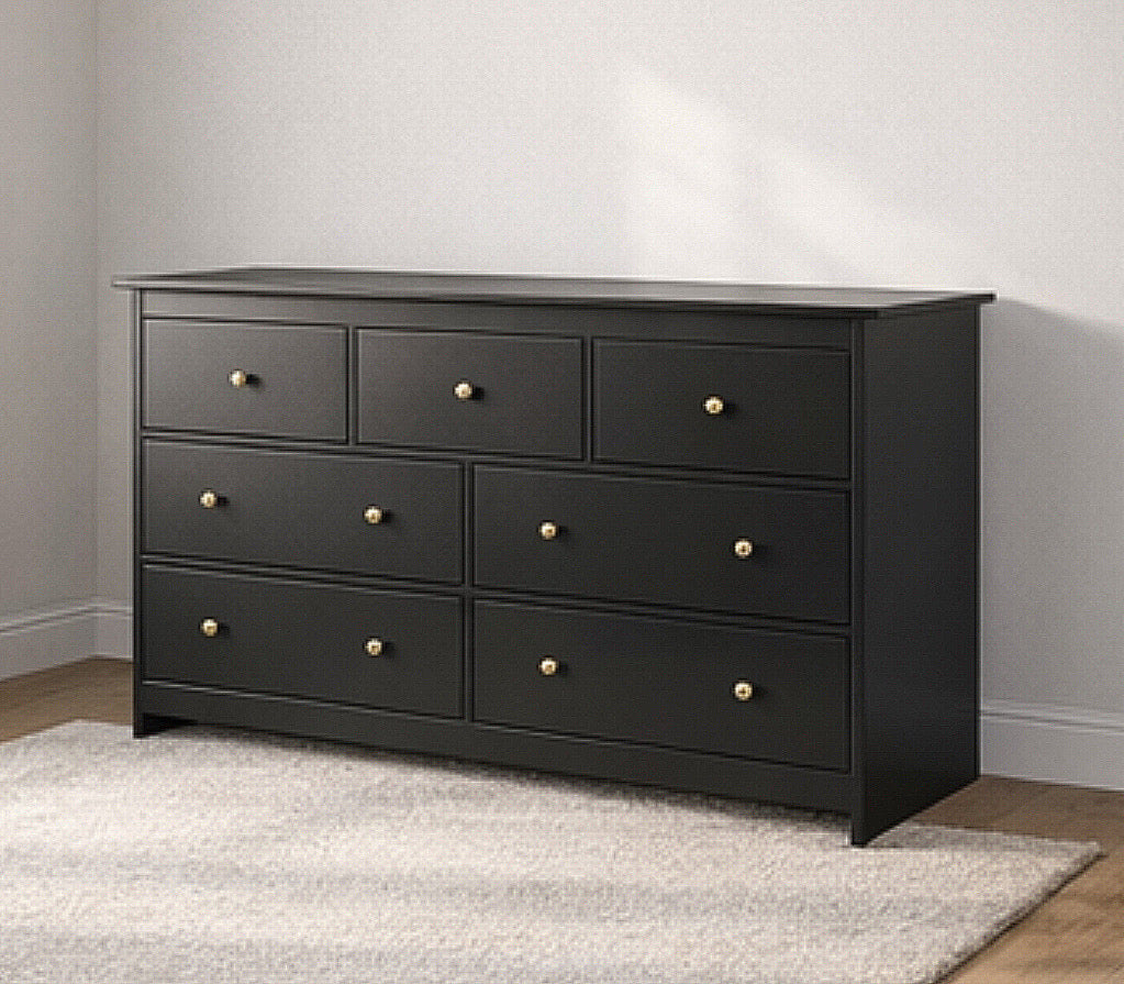 7-Drawer Wide Wooden Dresser