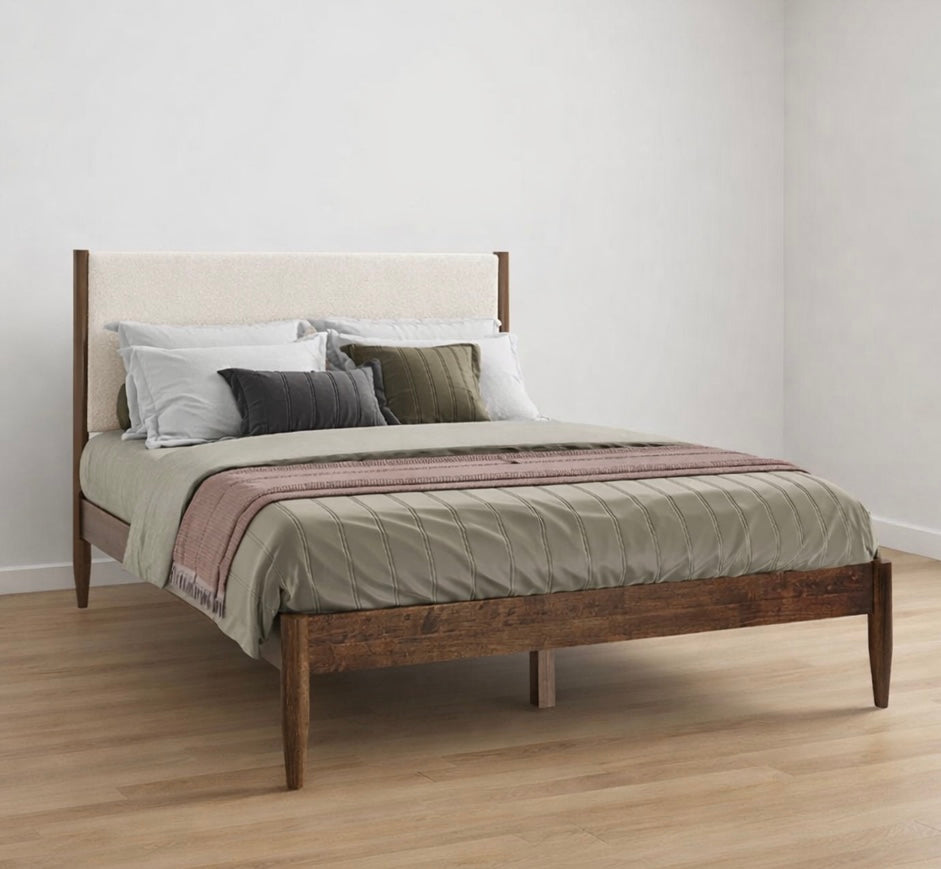 Solid Wood Boucle Bed Platform