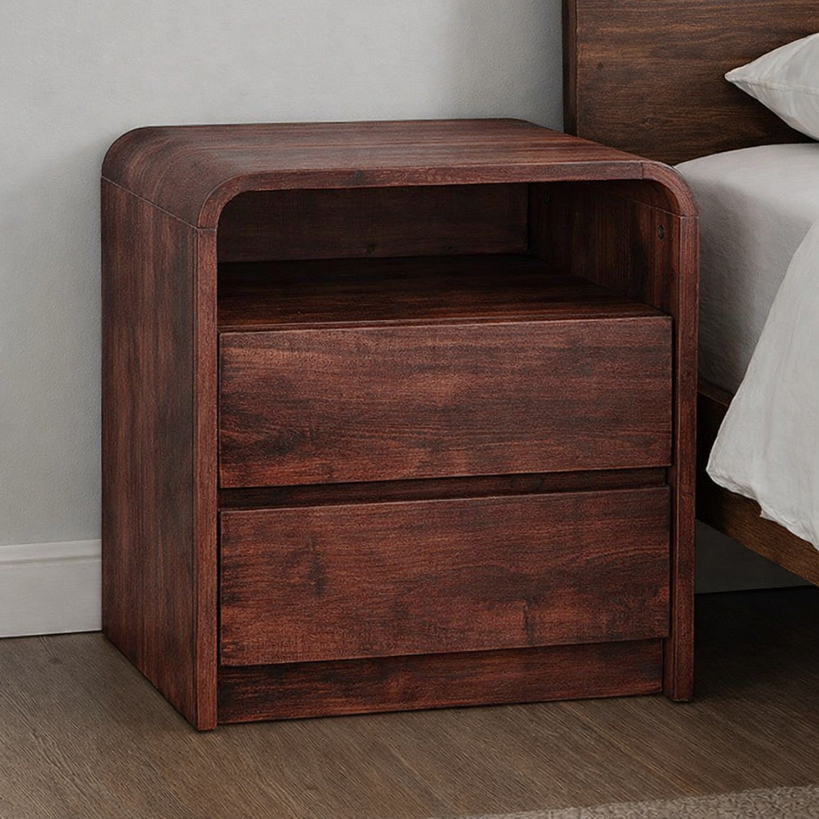 Modern Bedside Table w/ Storage Drawers
