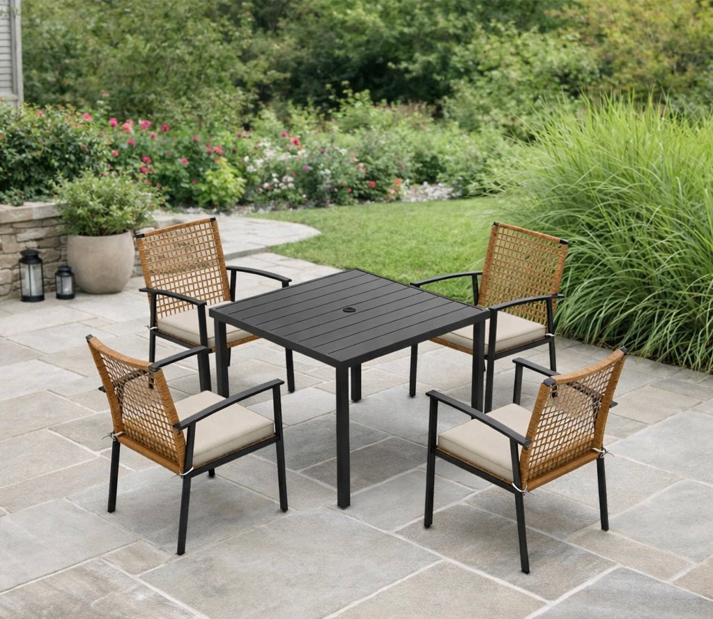 37" Long Iron Dining Set w/ Cushions