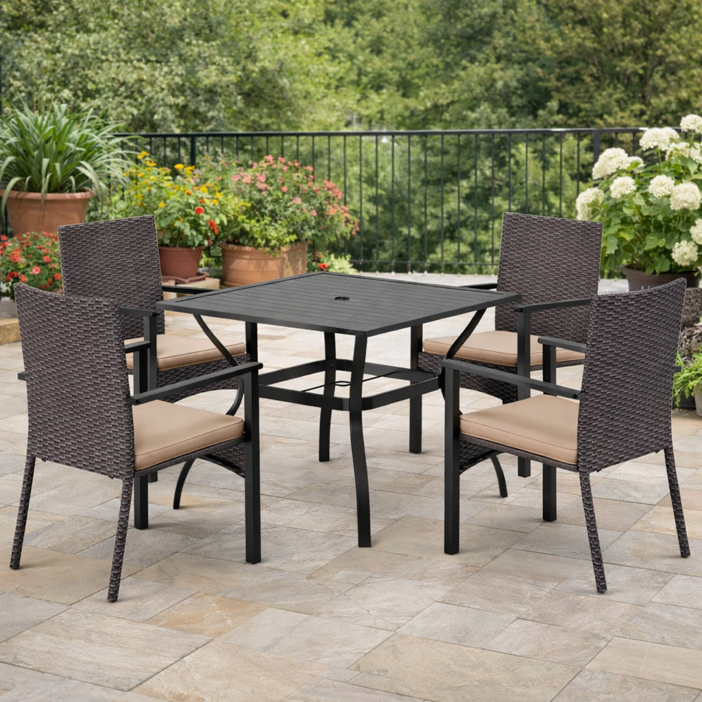 Outdoor Square Table Set w/ Comfy Cushions