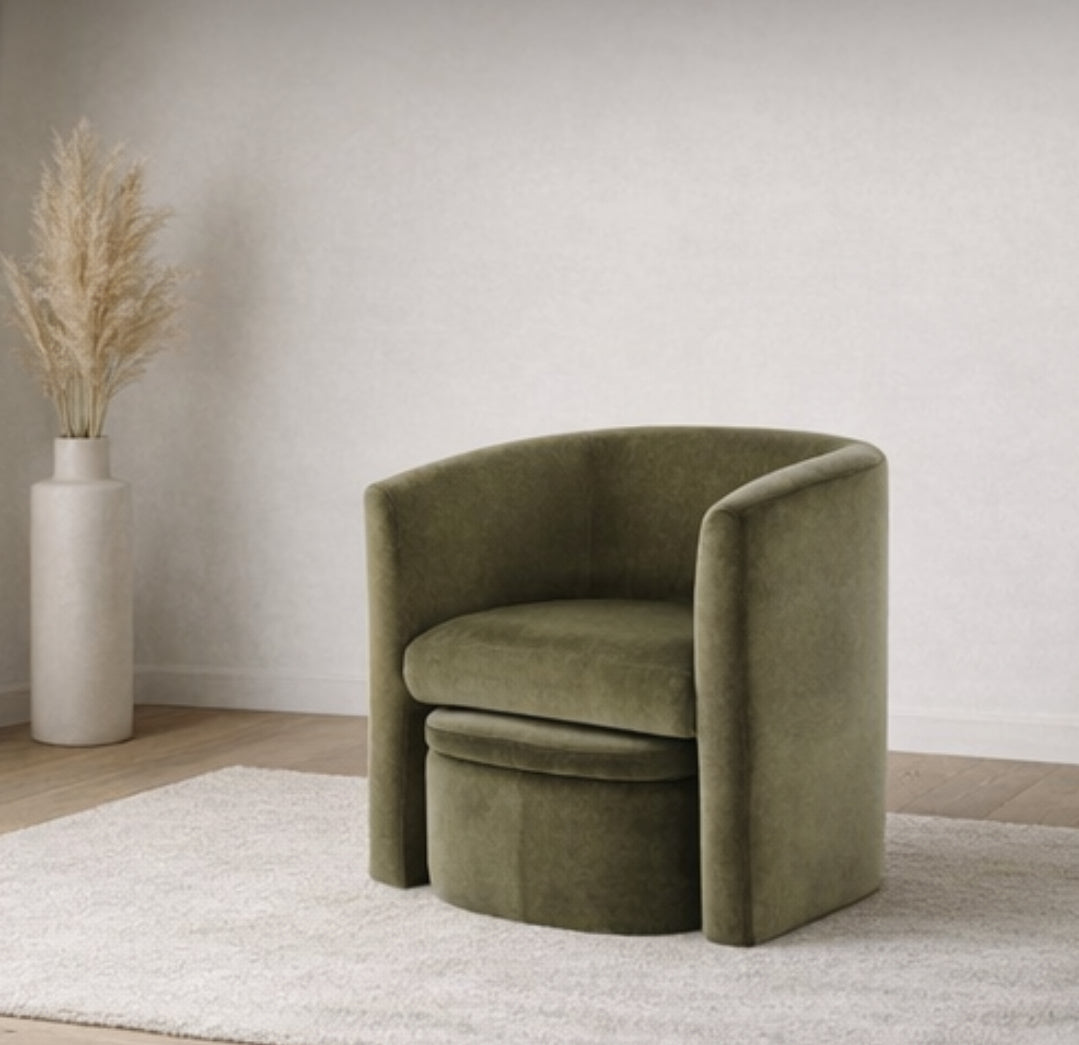 Comfy Upholstered Armchair w/ Ottoman
