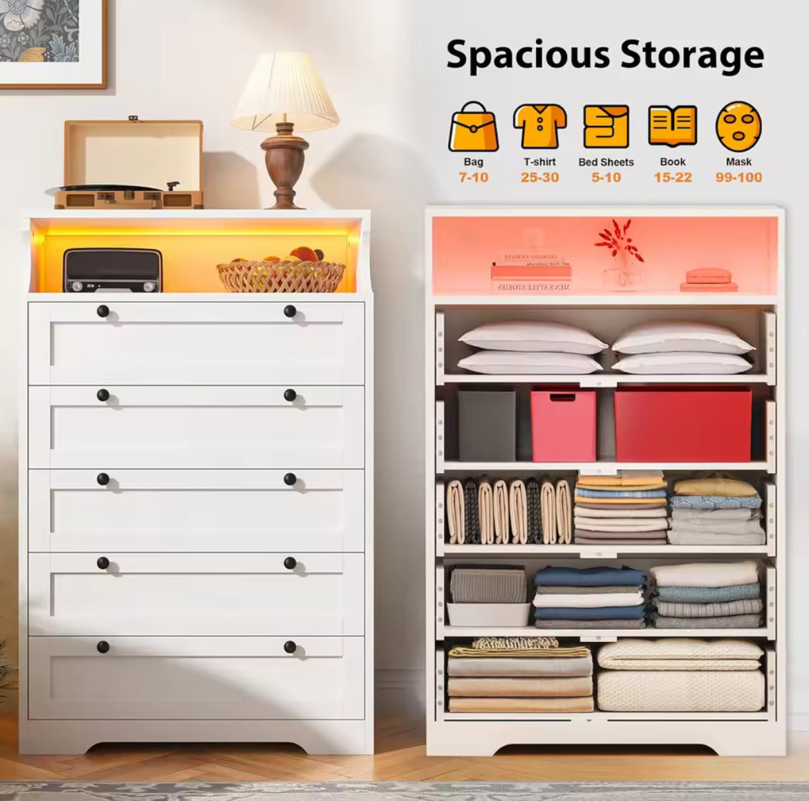 5-Drawer Bureau w/ LED Light