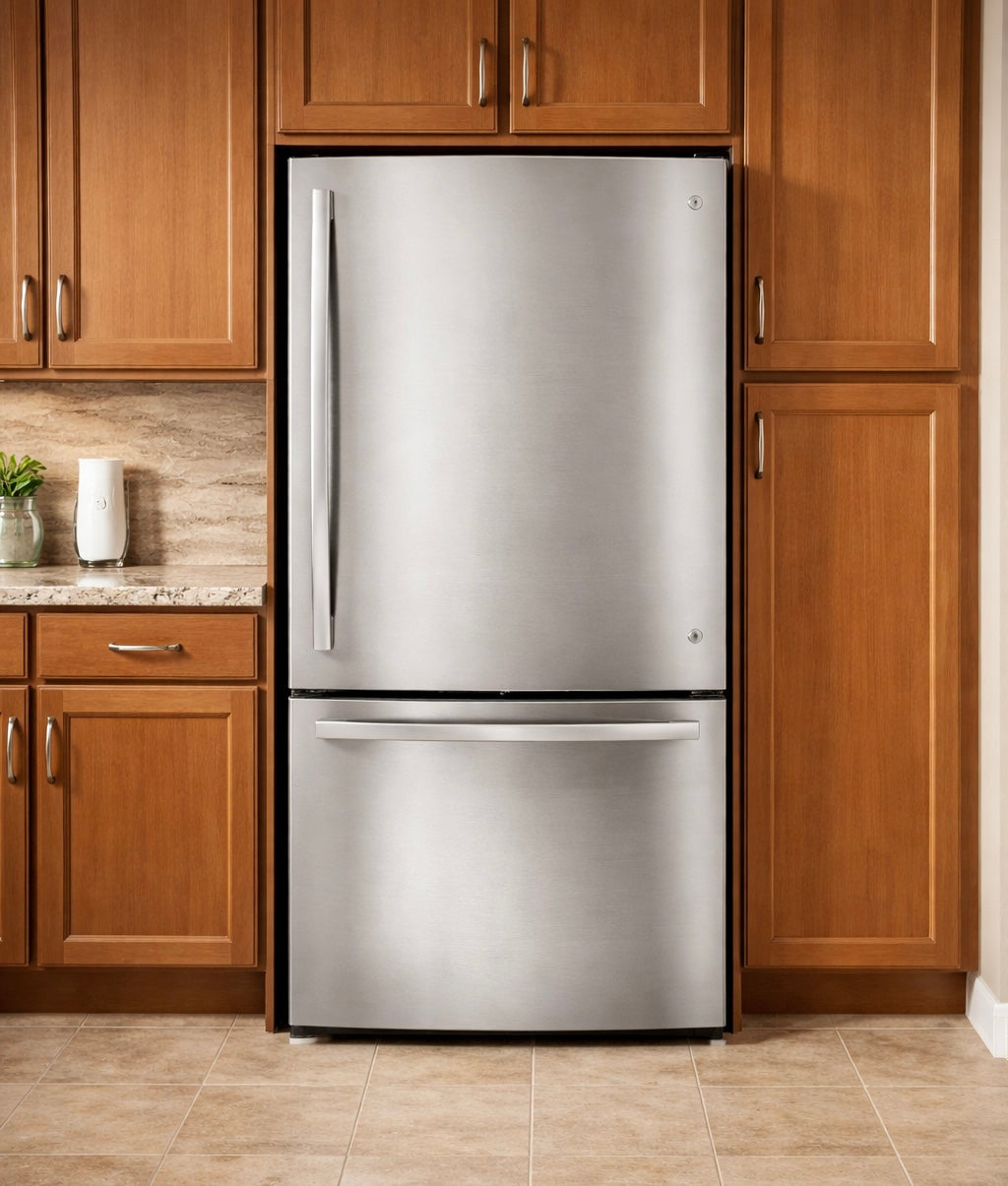 GE 33" 24.08 Cubic Feet Bottom Freezer Refrigerator