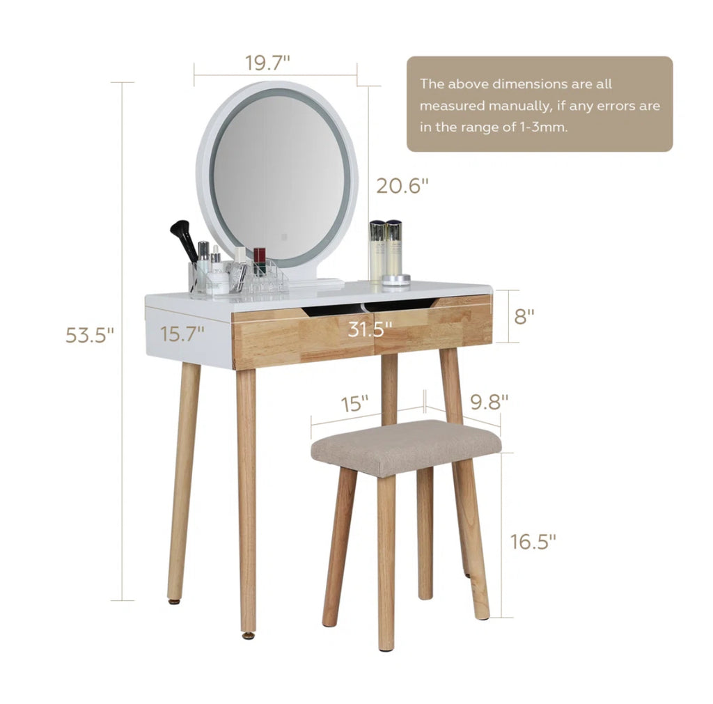 Vanity Desk w/ 3 Modes Adjustable Lights