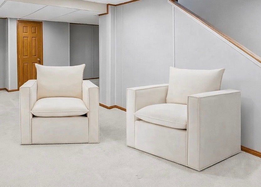 Upholstered Swivel Armchair (Set of 2)